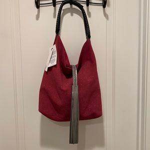 Uno Alla Volta Florentine suede sparkle Bucket bag